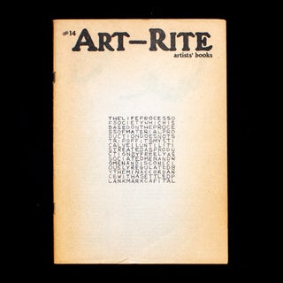 Item #12650 Art-Rite. Art-Rite, Edit deAk, Walter Robinson, Carl Andre, cover