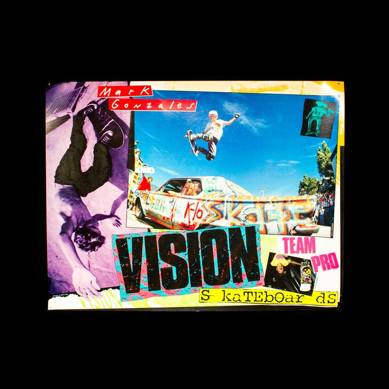 Item #7660 Mark Gonzales: Vision Skateboards. Team Pro. Mark Gonzales, Andy Takakjian, Tod Swank, J. Grant Brittain, designer, photos.